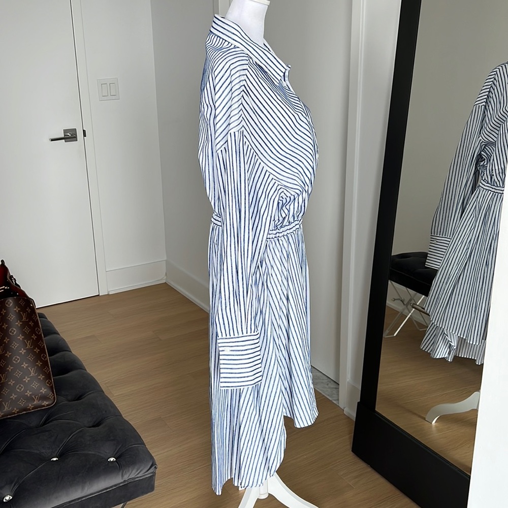By Any Other Name Long Sleeve Blue & White Striped Midi Shirt Dress Size XL - Picture 4 of 15